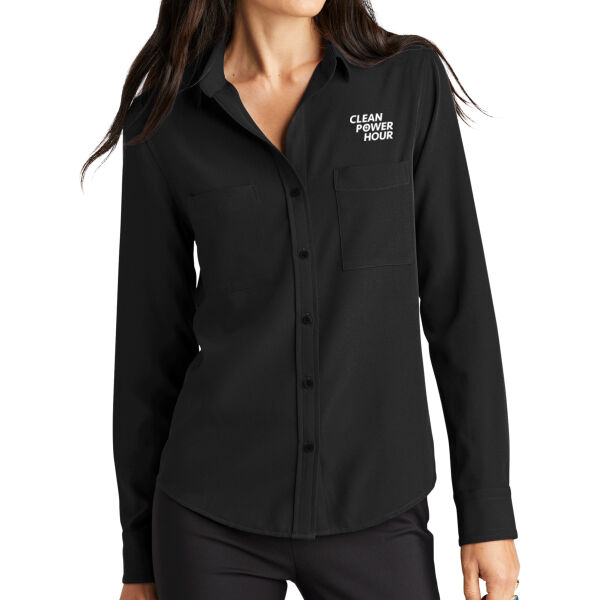Clean Power Consulting Group Printed - Women's Stretch Crepe Long Sleeve Camp Thumbnail