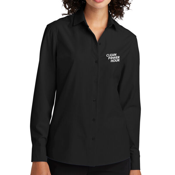 Clean Power Consulting Group Printed - Women's Long Sleeve Stretch Woven Shirt Thumbnail