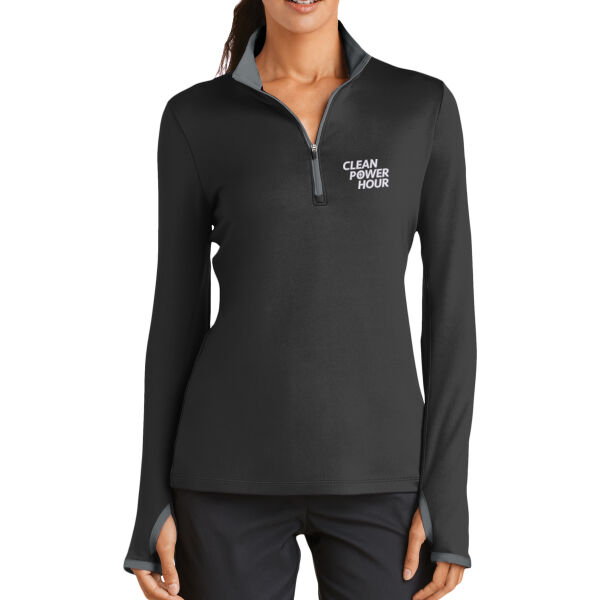 Clean Power Consulting Group Embroidered - Ladies Dri FIT Stretch 1/2 Zip Cover Up Thumbnail